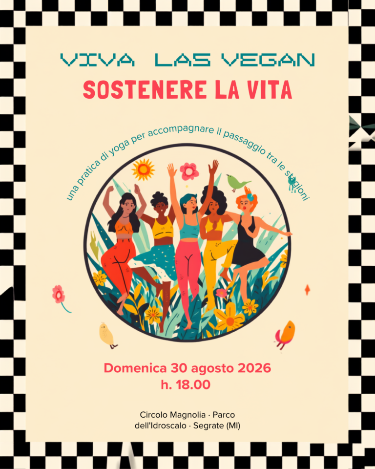 Locandina evento yoga "Sostenere la Vita" al festival Viva Las Vegan, 30 agosto 2026